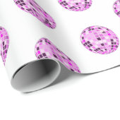 Papier Cadeau Motif Disco Pink Purple Moderne Blanc (Coin rond)