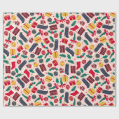Papier Cadeau Motif d'objets de Noël (Plat)