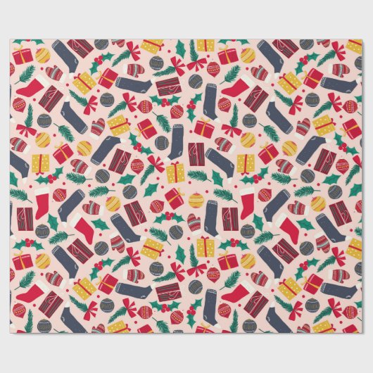 Papier Cadeau Motif d'objets de Noël (Plat)