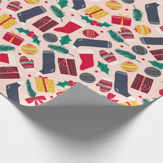 Papier Cadeau Motif d'objets de Noël (Coin)