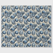 Papier Cadeau Motif d'oeuf Vintage bleu et crème (Plat)