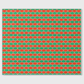 Papier Cadeau Motif d'oignon de Noël peint rouge et vert (Plat)