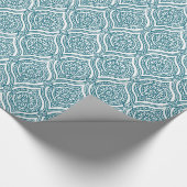 Papier Cadeau Motif d'oignon ethnique chic en Turquoise sur blan (Coin)