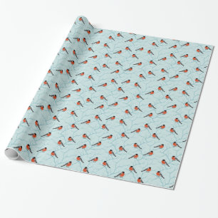 Papier Cadeau Motif d'oiseau d'hiver