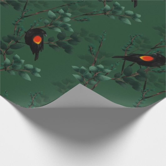 Papier Cadeau Motif d'oiseau-noir à ailes rouges (Coin)