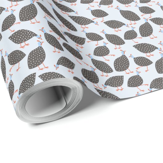 Papier Cadeau Motif d'oiseaux des poules de Guinée (Coin rond)