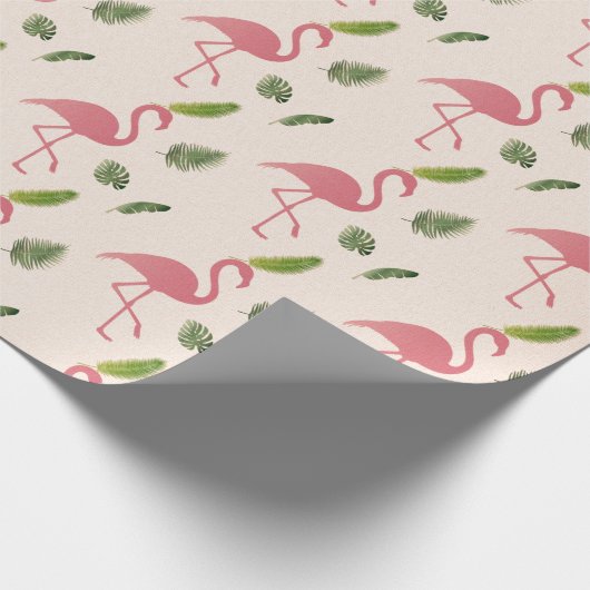 Papier Cadeau Motif d'oiseaux Flamant rose rose (Coin)