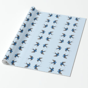 Papier Cadeau Motif d'oiseaux hirondelles de la grange volante