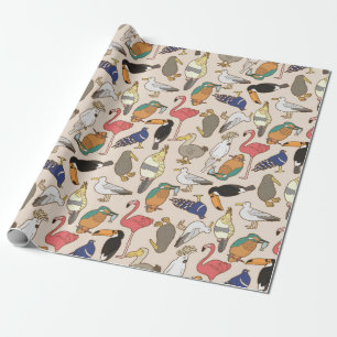 Papier Cadeau motif d'oiseaux transparent