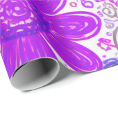 Papier Cadeau Motif Doodle Daisy (Coin rond)