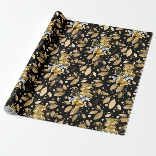 Papier Cadeau Motif d'or 06 Black BG (Déroulé)