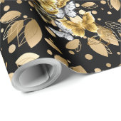 Papier Cadeau Motif d'or 06 pb noir BG (Coin rond)