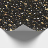 Papier Cadeau Motif d'or 10 pb noir BG (Coin)
