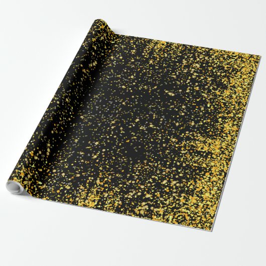 Papier Cadeau Motif d'or 11 pb noir BG (Déroulé)