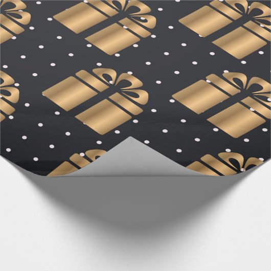Papier Cadeau Motif d'or de Noël de luxe (Coin)