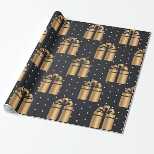 Papier Cadeau Motif d'or de Noël de luxe