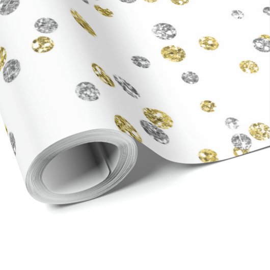 Papier Cadeau motif d'or en argent mignon Nouvel An (Coin rond)