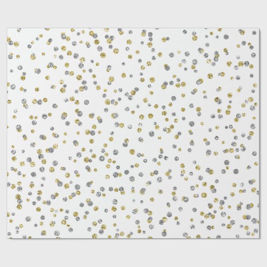 Papier Cadeau motif d'or en argent mignon Nouvel An (Plat)