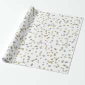 Papier Cadeau motif d'or en argent mignon Nouvel An (Déroulé)