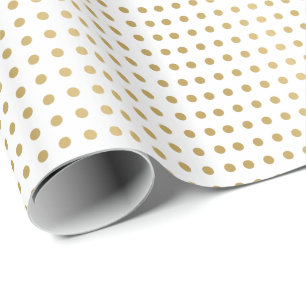 Papier Cadeau Motif d'or et blanc de à petits pois