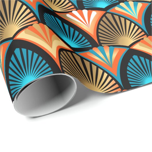 Papier Cadeau Motif d'or feuille en palmier géométrique Art Déco (Coin rond)