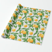 Papier Cadeau Motif d'oranges ou de mandarines d'aquarelle (Déroulé)