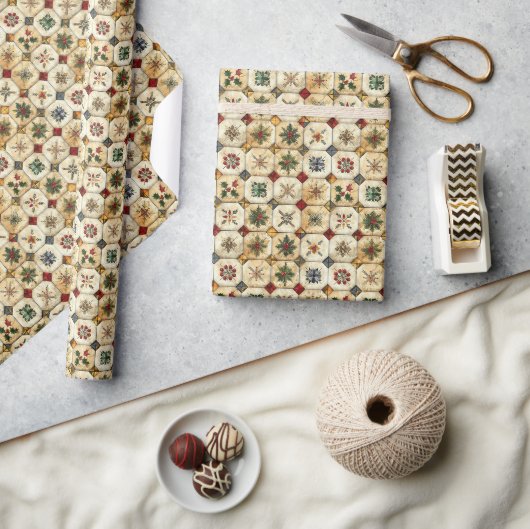 Papier Cadeau Motif doré de Noël (Artisanat)