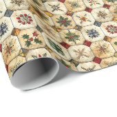 Papier Cadeau Motif doré de Noël (Coin rond)