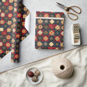 Papier Cadeau Motif doré de Noël