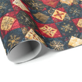 Papier Cadeau Motif doré de Noël (Coin rond)