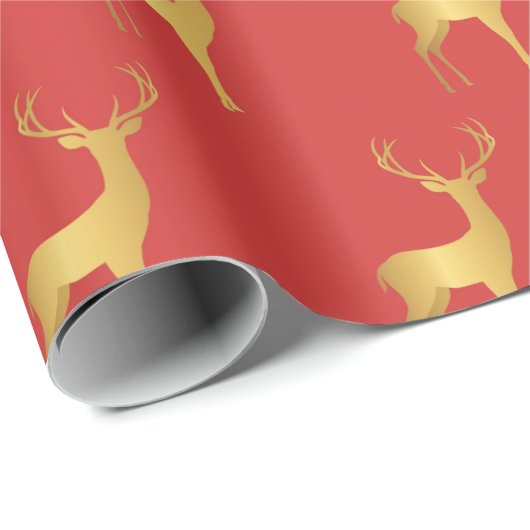 Papier Cadeau Motif d'orignal d'orignal rouge de Noël minimal (Coin rond)