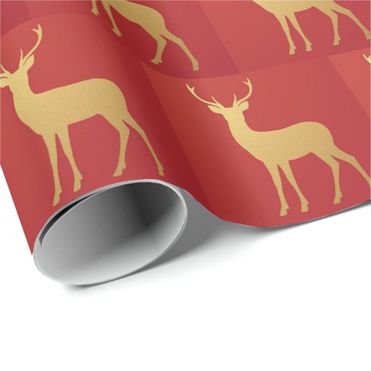 Papier Cadeau Motif d'orignal d'orignal rouge de Noël minimal (Coin rond)
