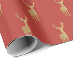 Papier Cadeau Motif d'orignal d'orignal rouge de Noël minimal