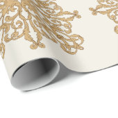 Papier Cadeau Motif d'ornement doré chic élégant (Coin rond)