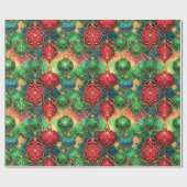 Papier Cadeau Motif d'ornement en verre coloré festif (Plat)