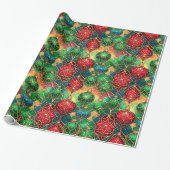 Papier Cadeau Motif d'ornement en verre coloré festif (Déroulé)