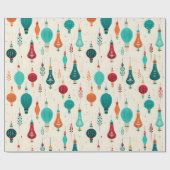 Papier Cadeau Motif d'ornements de Noël rétro (Plat)