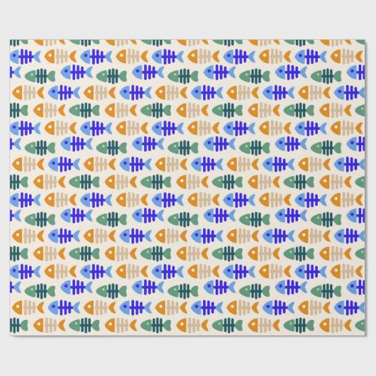 Papier Cadeau Motif d'os à poisson mignon à deux tons (Plat)
