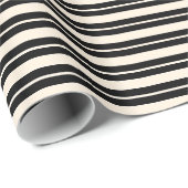 Papier Cadeau Motif double bande de crème noire et amande (Coin rond)