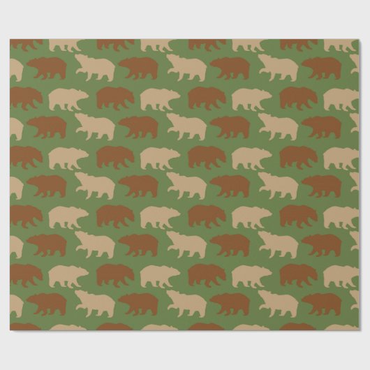 Papier Cadeau Motif d'ours rustique (Plat)