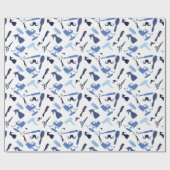 Papier Cadeau Motif d'outils de coiffeur (Plat)