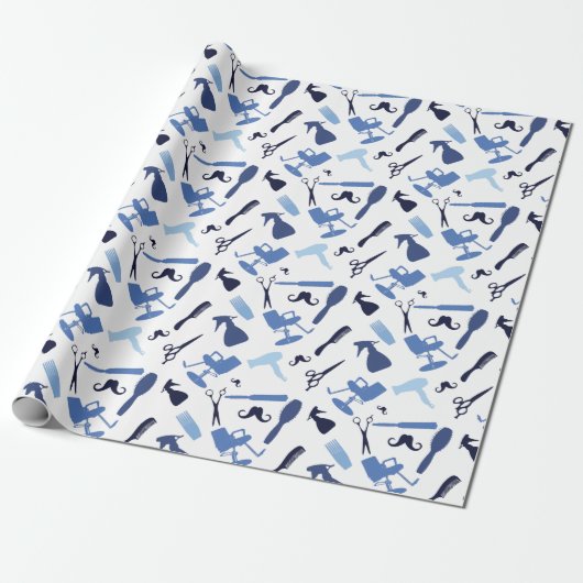 Papier Cadeau Motif d'outils de coiffeur (Déroulé)