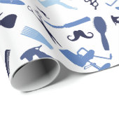 Papier Cadeau Motif d'outils de coiffeur (Coin rond)