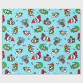 Papier Cadeau Motif doux de caractère de Noël de Kawaii (Plat)