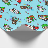 Papier Cadeau Motif doux de caractère de Noël de Kawaii (Coin)