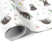 Papier Cadeau Motif doux somnolent de paresse (Coin rond)