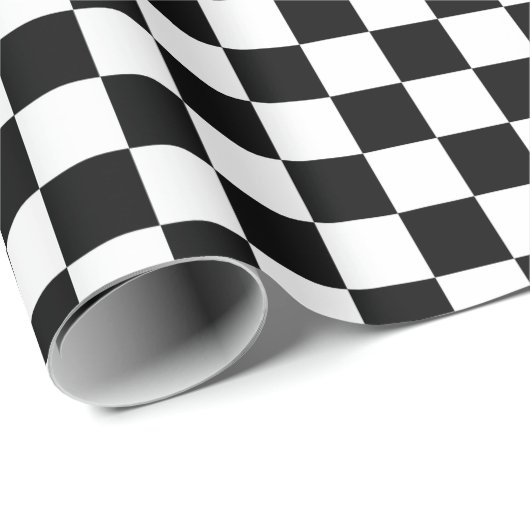 Papier Cadeau Motif drapeau de course À damiers noir et blanc (Coin rond)