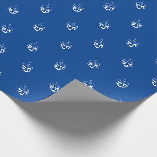 Papier Cadeau Motif Dreidel bleu moderne Hanoukka (Coin)