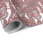 Papier Cadeau Motif drôle de lamas (Coin rond)