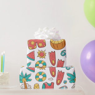 Papier Cadeau motif drôle de vacances d'été à la plage